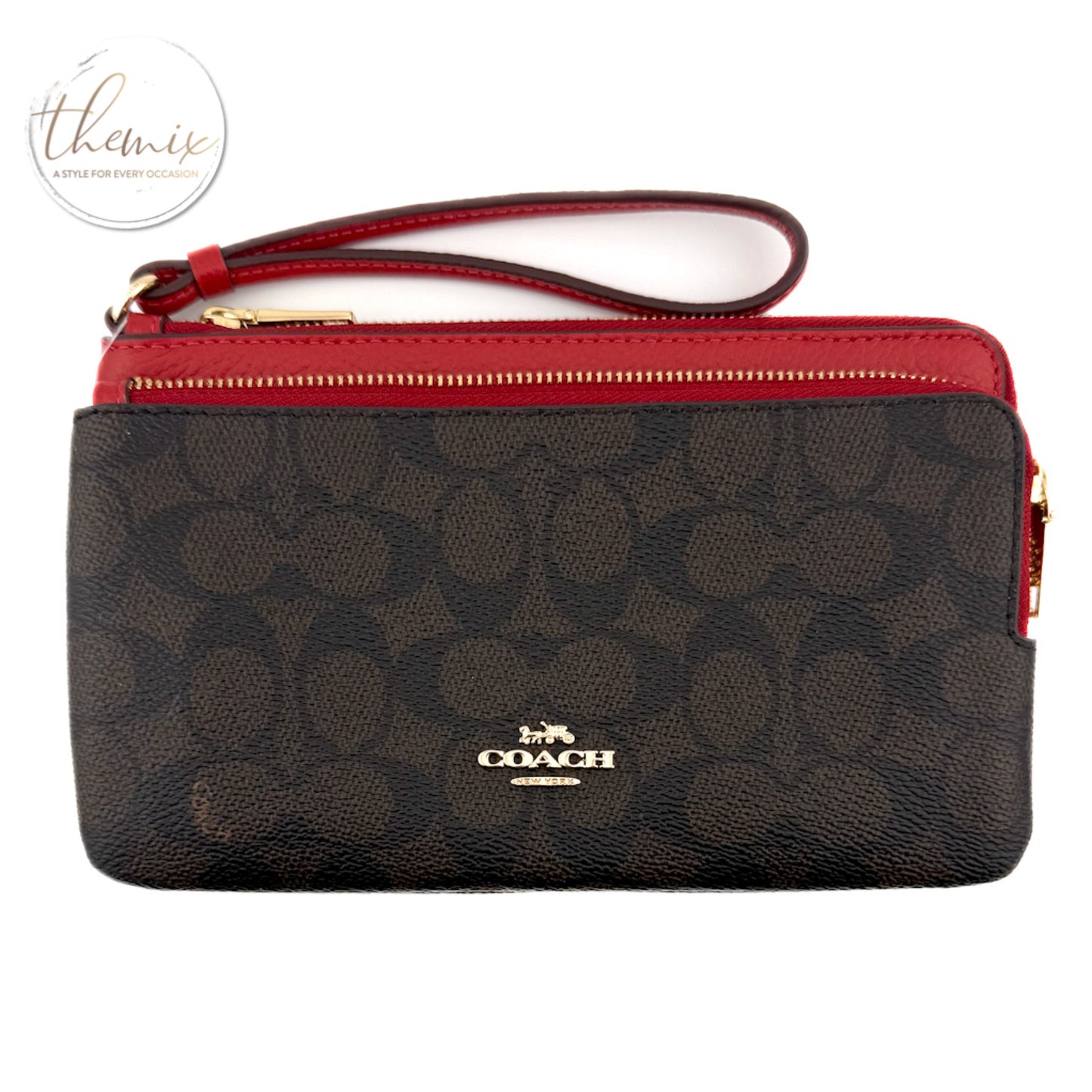 COACH Double Zip Wristlet in Signature Canvas