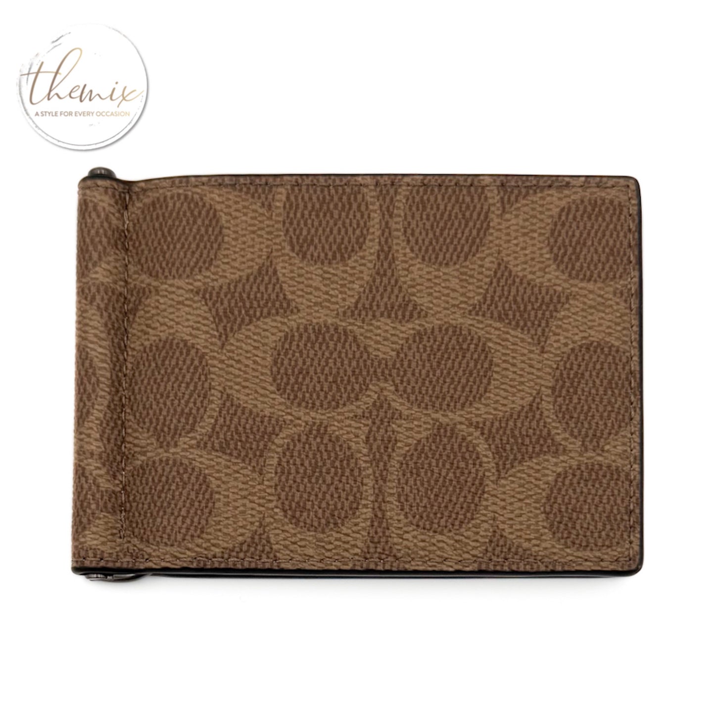 COACH Slim Money Clip Billfold Male Wallet In Signature Canvas