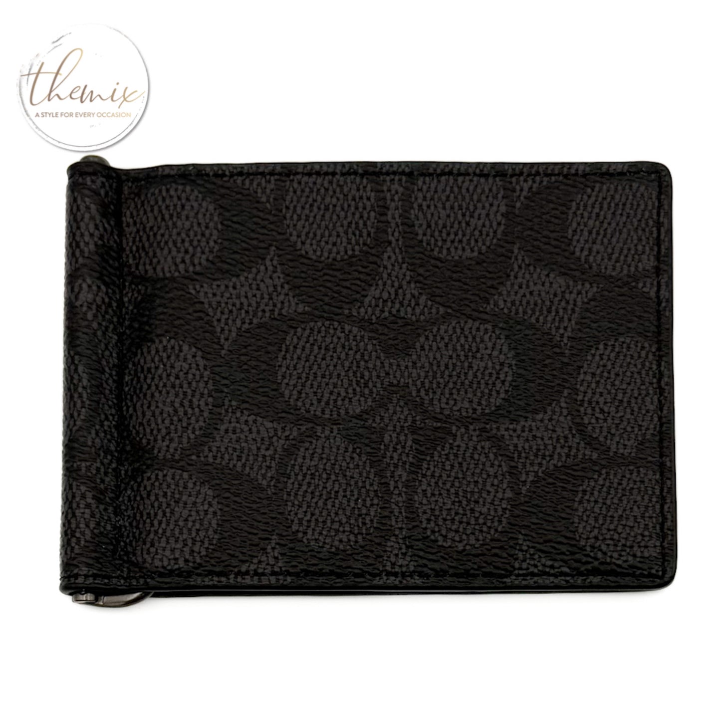 COACH Slim Money Clip Billfold Male Wallet In Signature Canvas