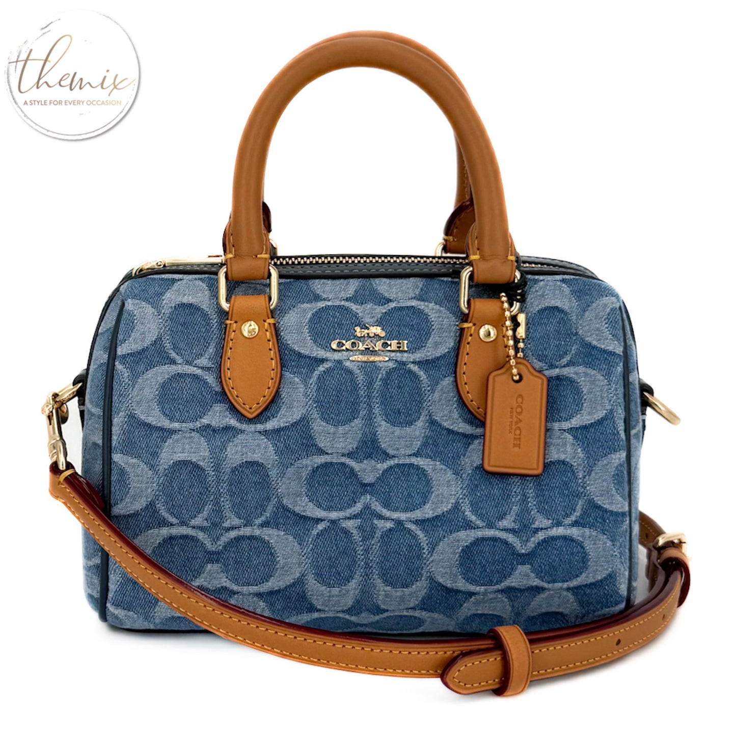 COACH Signature Denim Mini Rowan Crossbody