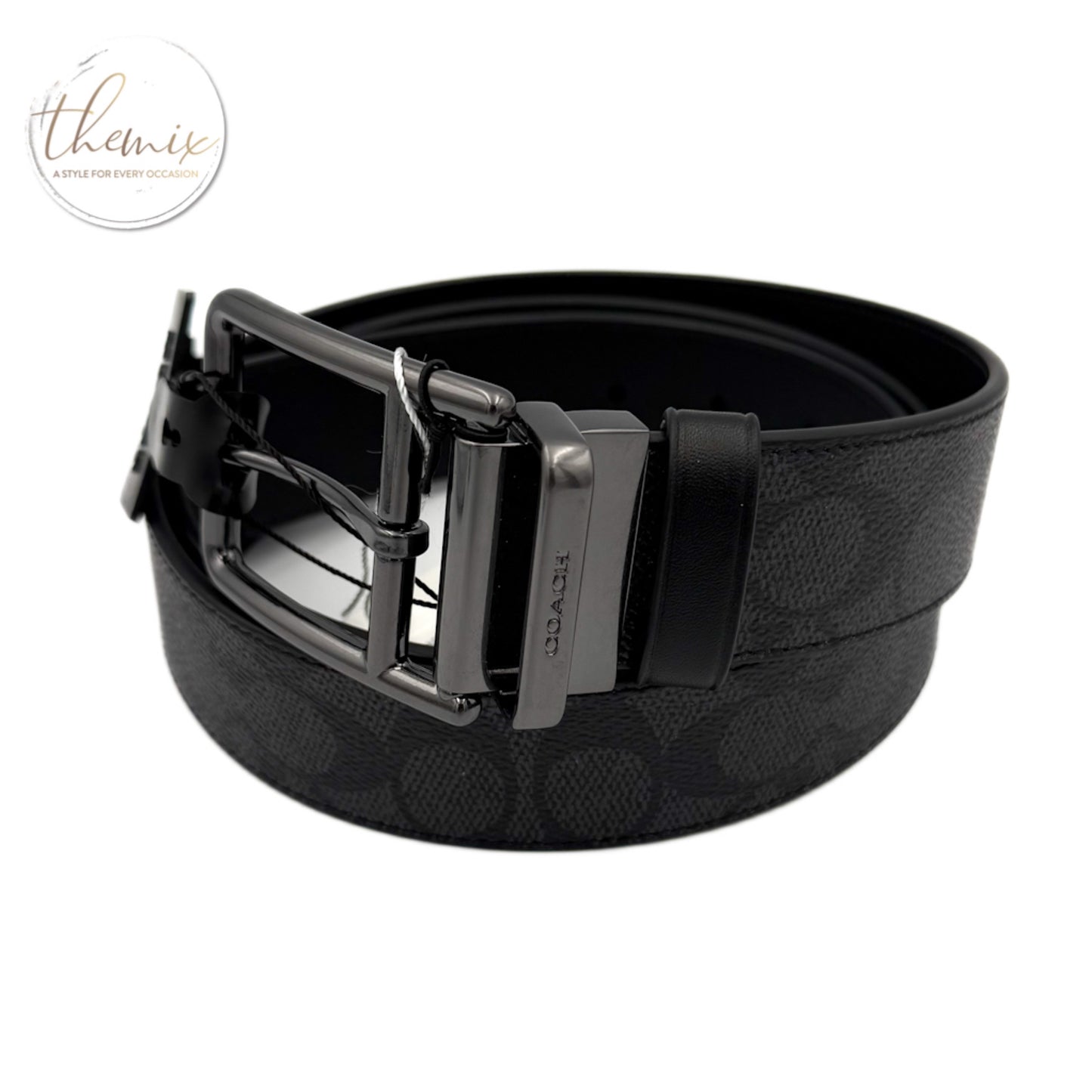 COACH Double Bar Buckle Cut to Size Reversible 38MM Male Belt