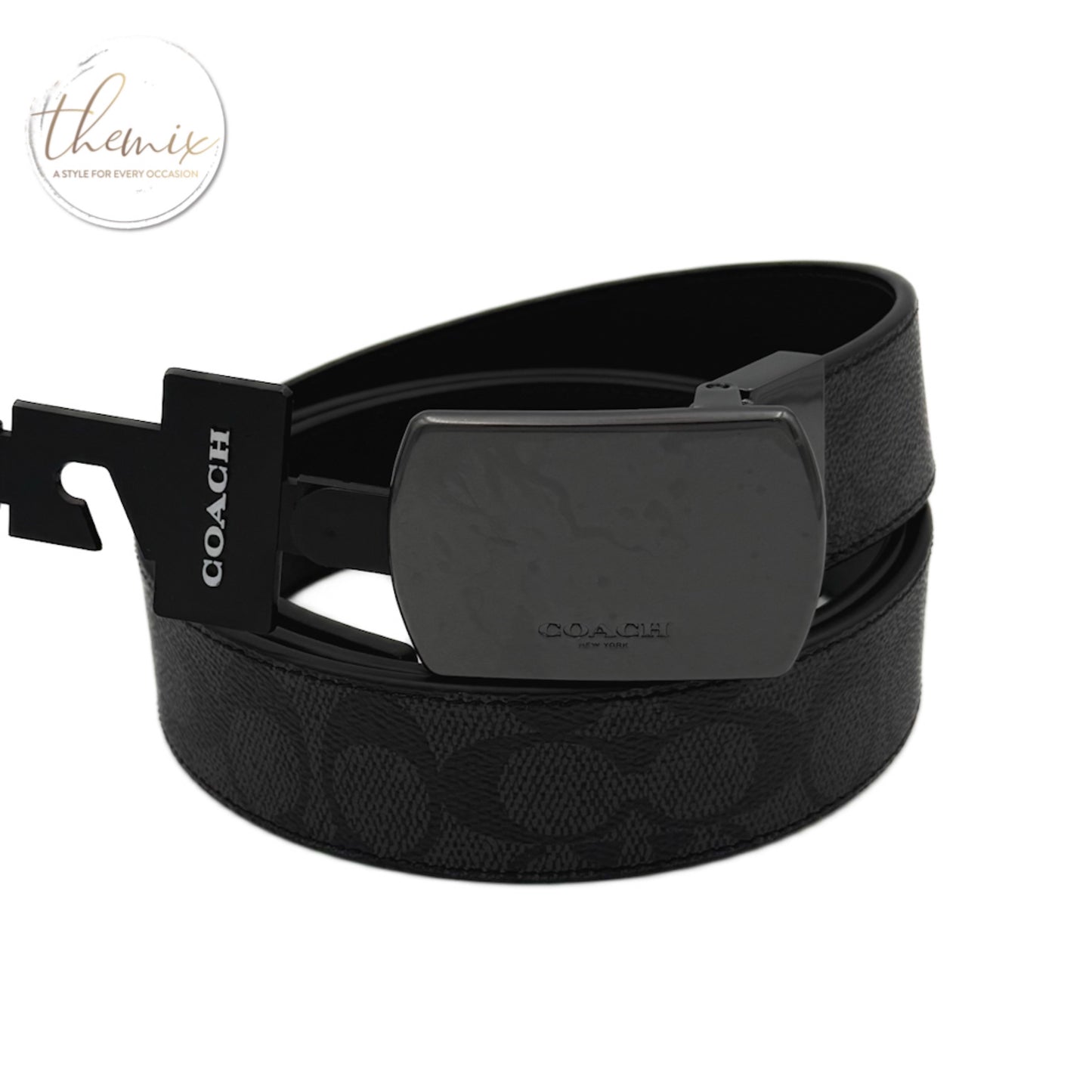 COACH Plaque Buckle Cut to Size Reversible 38MM Male Belt