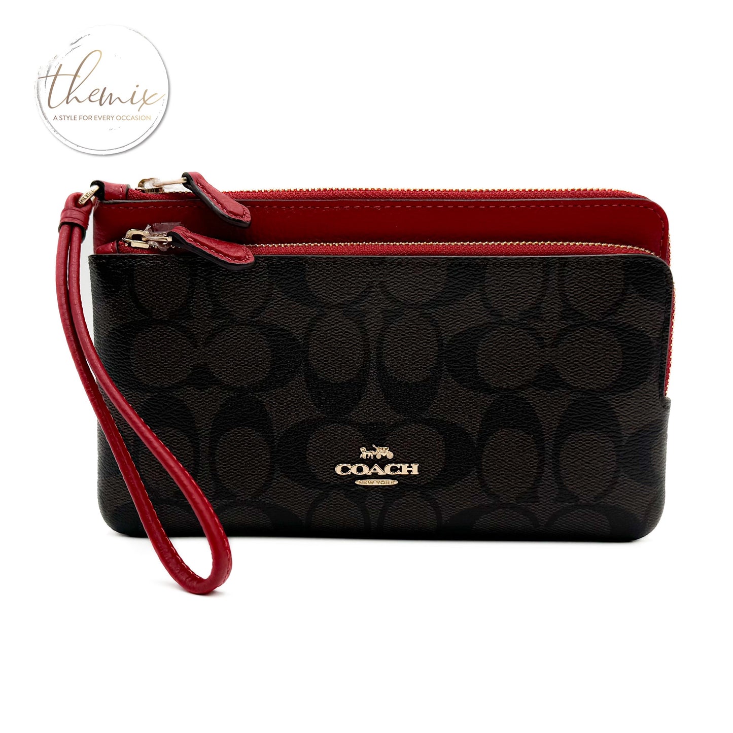 Coach Signature PVC Double Zip Wallet