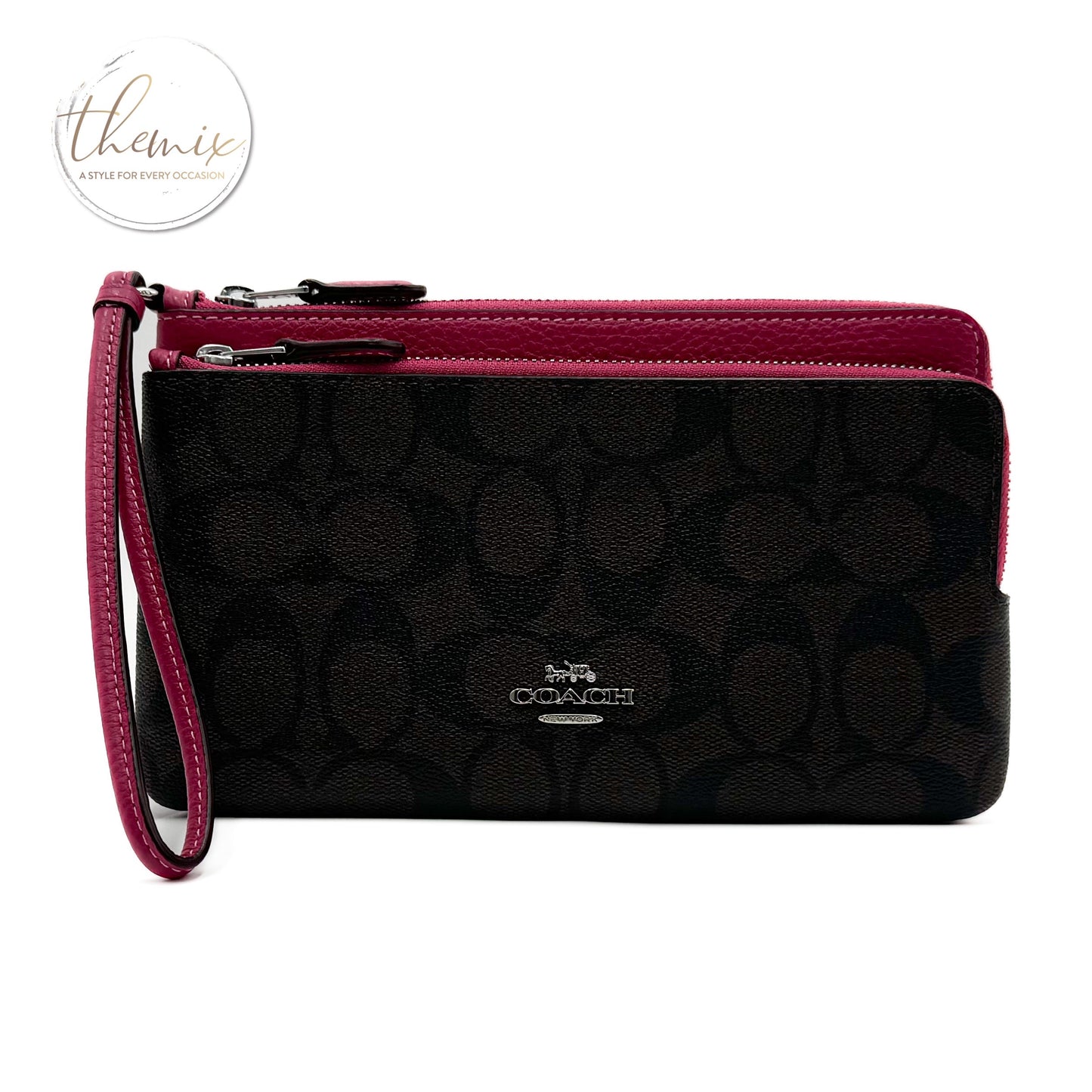 Coach Signature PVC Double Zip Wallet