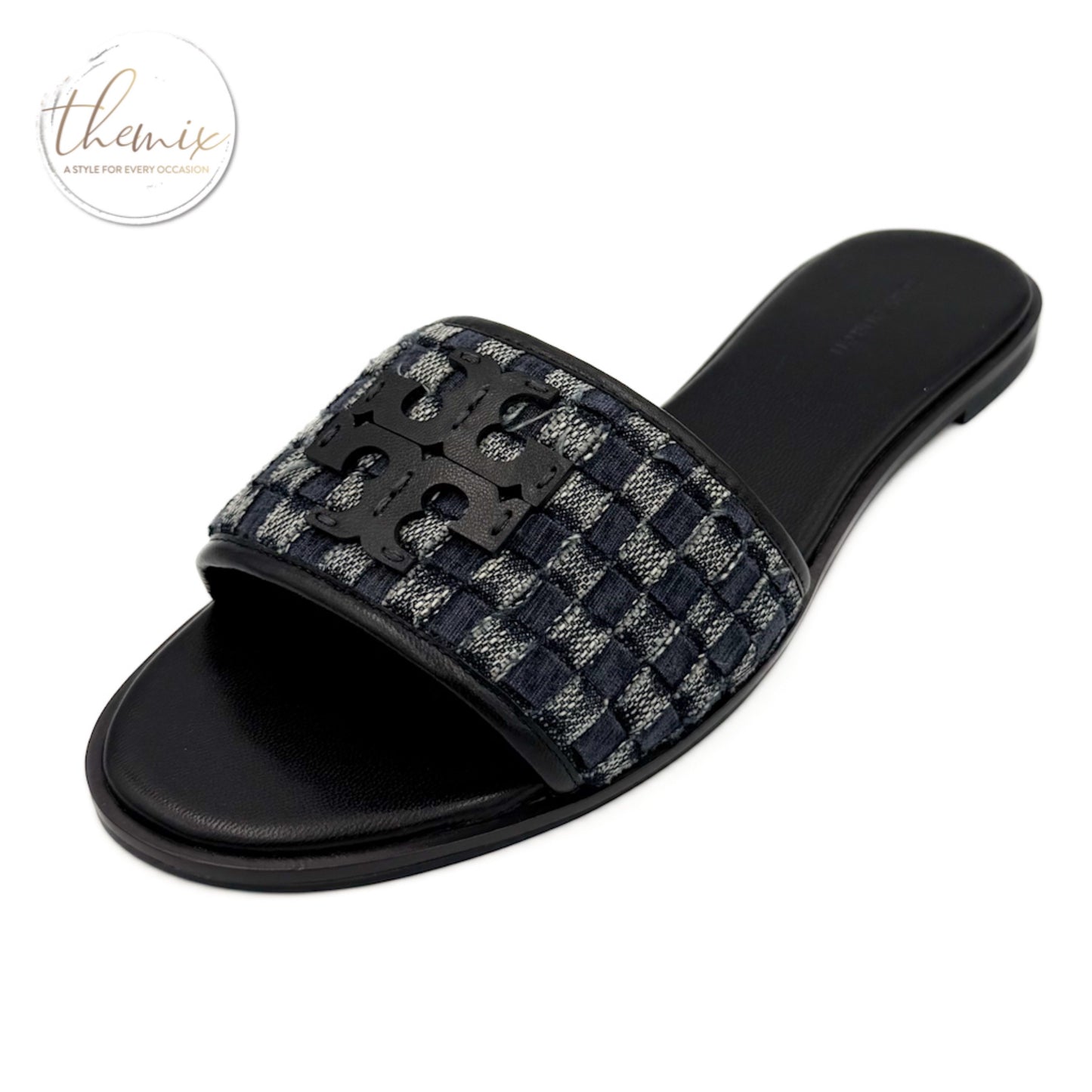 Tory Burch Everly Braid Velvet Denim Slide