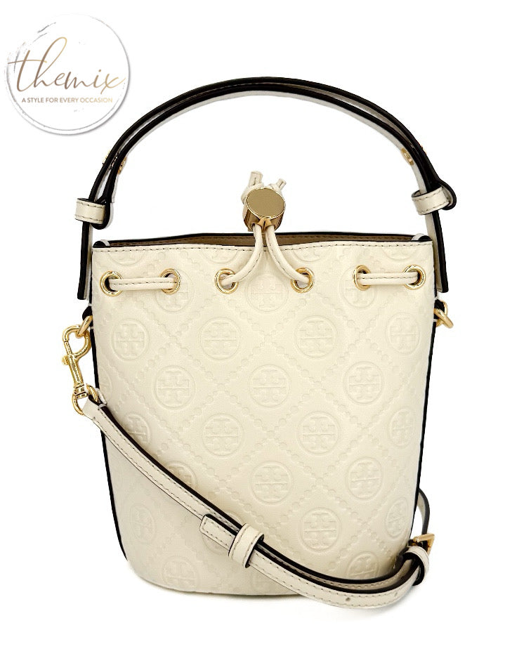 Tory Burch T Monogram Leather Mini Bucket Bag