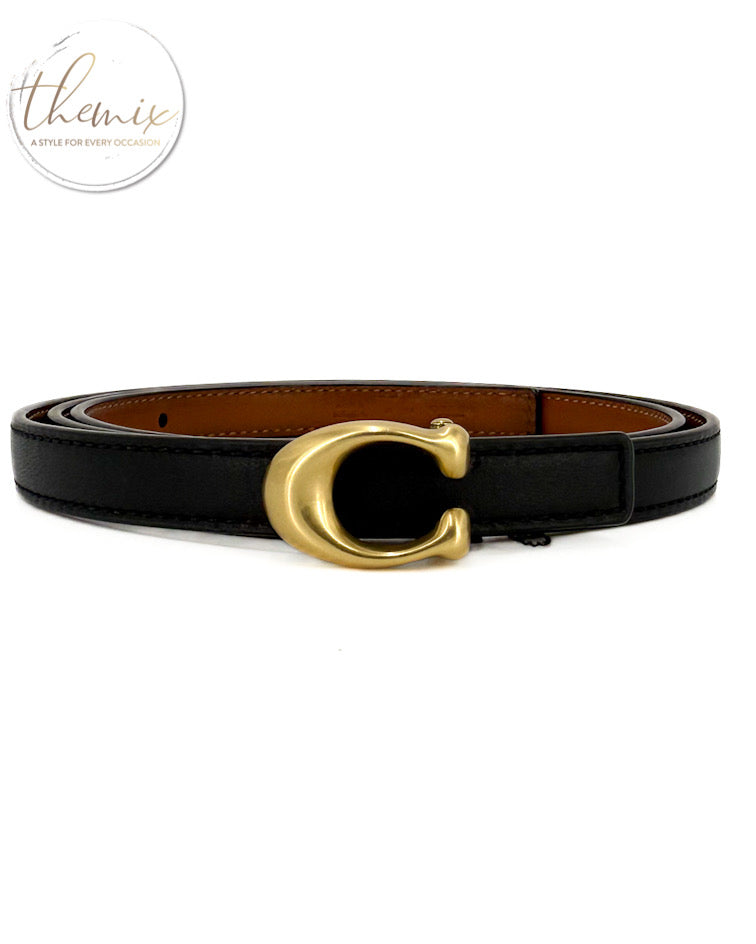 COACH Female Sculpted Signature Buckle Reversible Belt 13mm