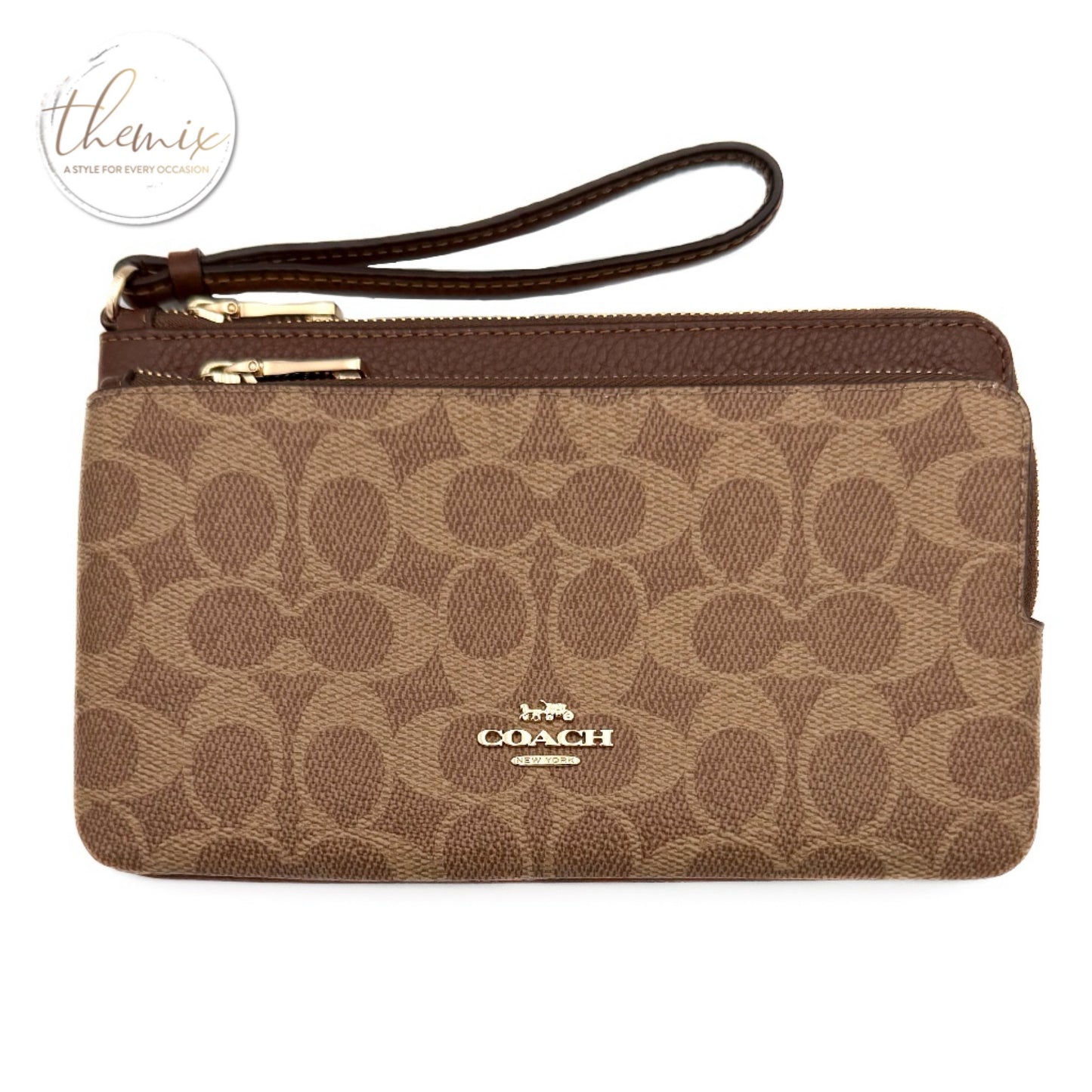 COACH Double Zip Wristlet in Signature Canvas