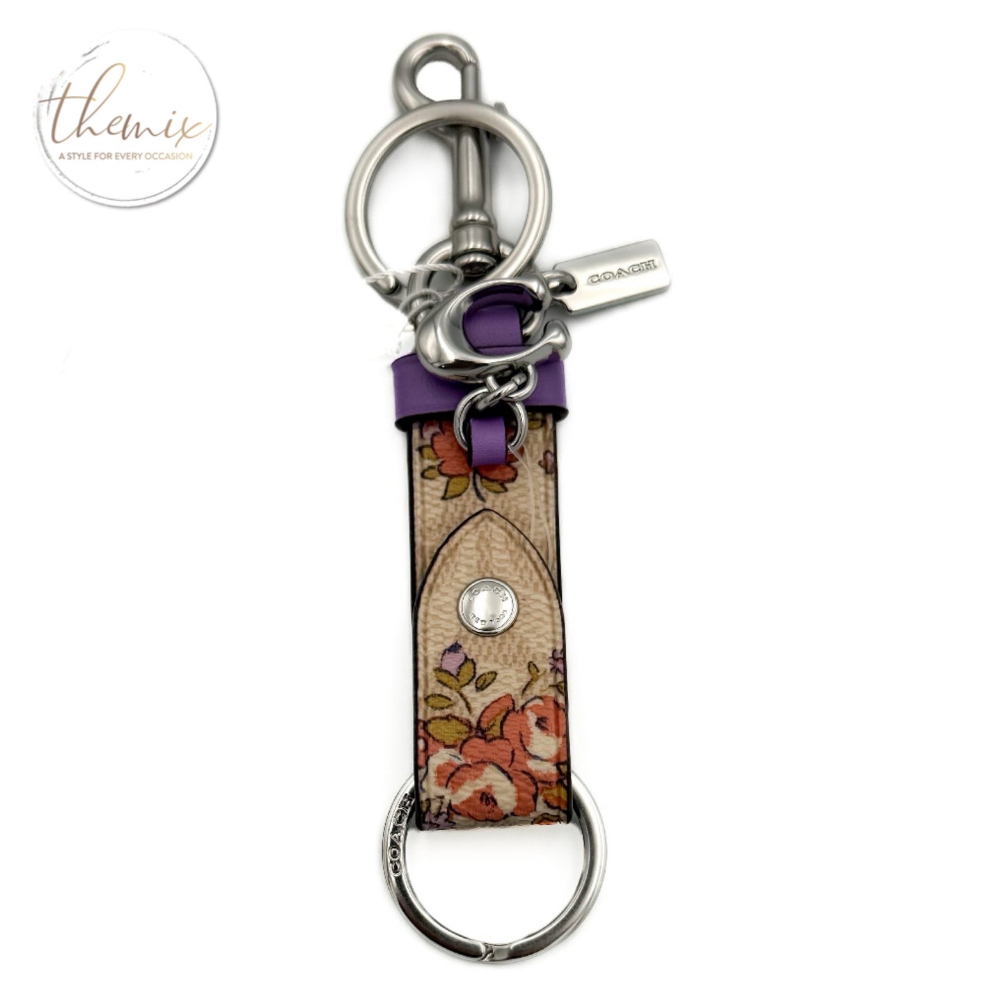COACH Trigger Snap Bag Charm With Floral Print