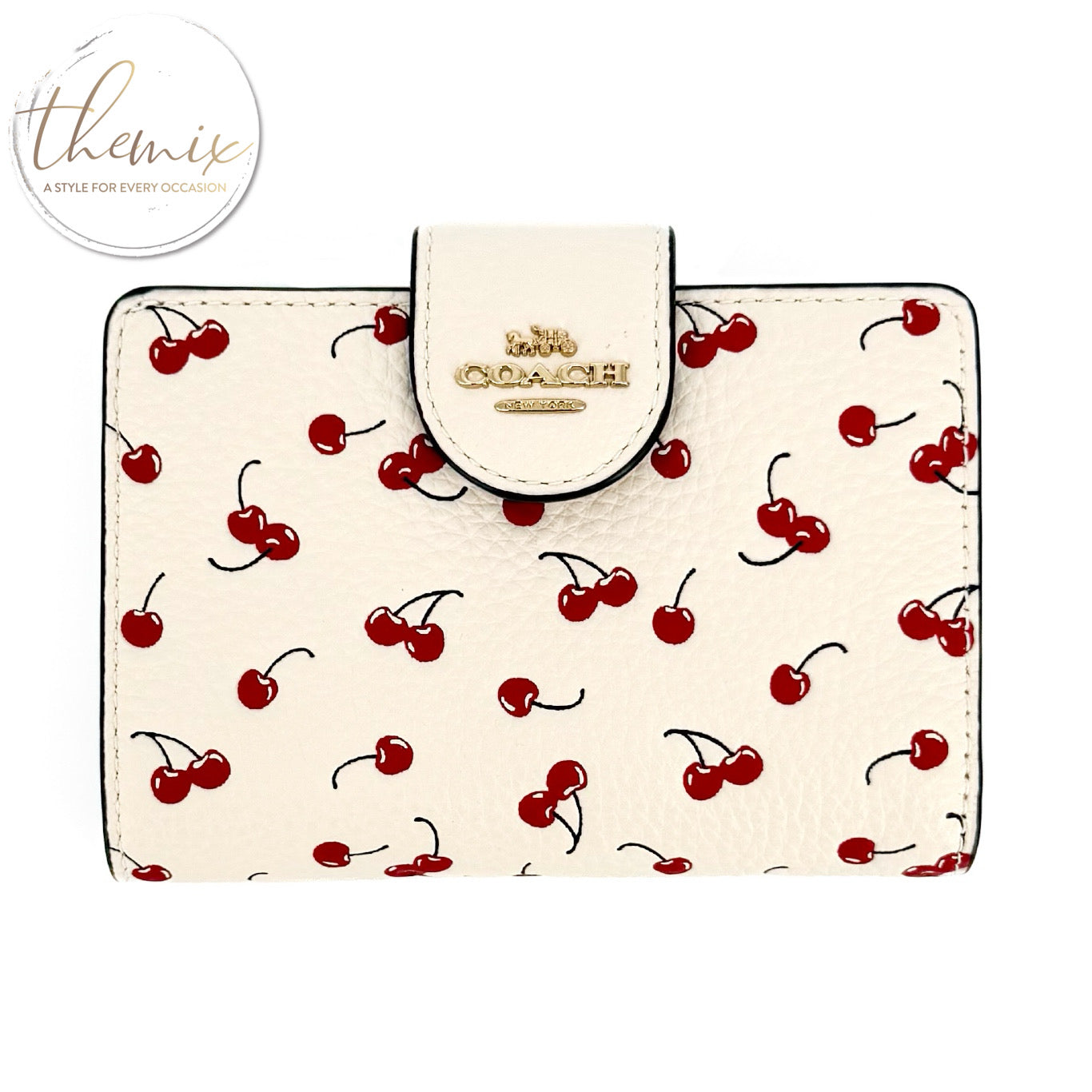 COACH Medium Corner Zip Wallet With Cherry Print