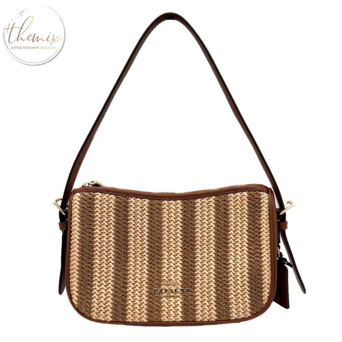 COACH Kailey Straw Shoulder Bag