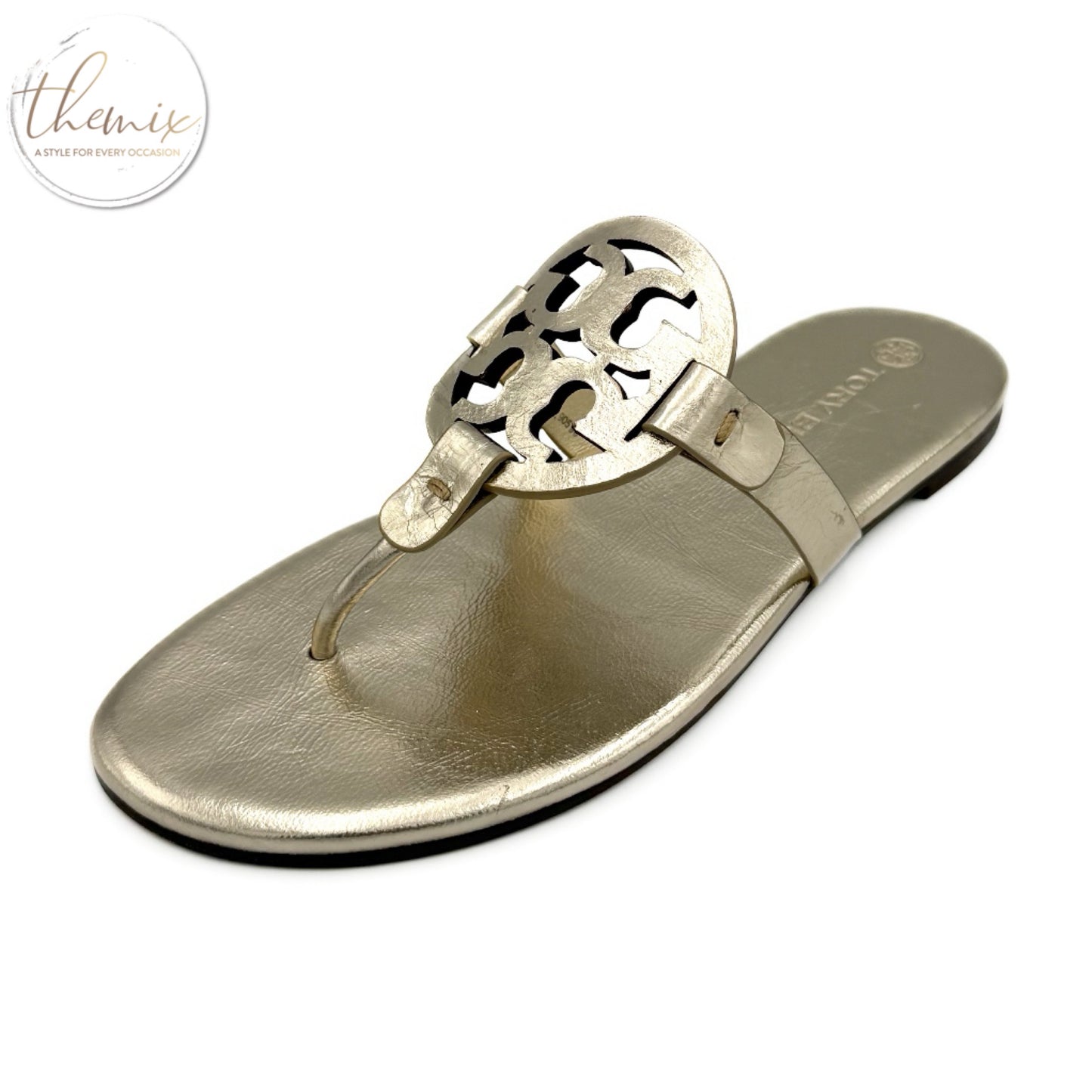 Tory Burch Metalic Wrinkled Leather Sandals