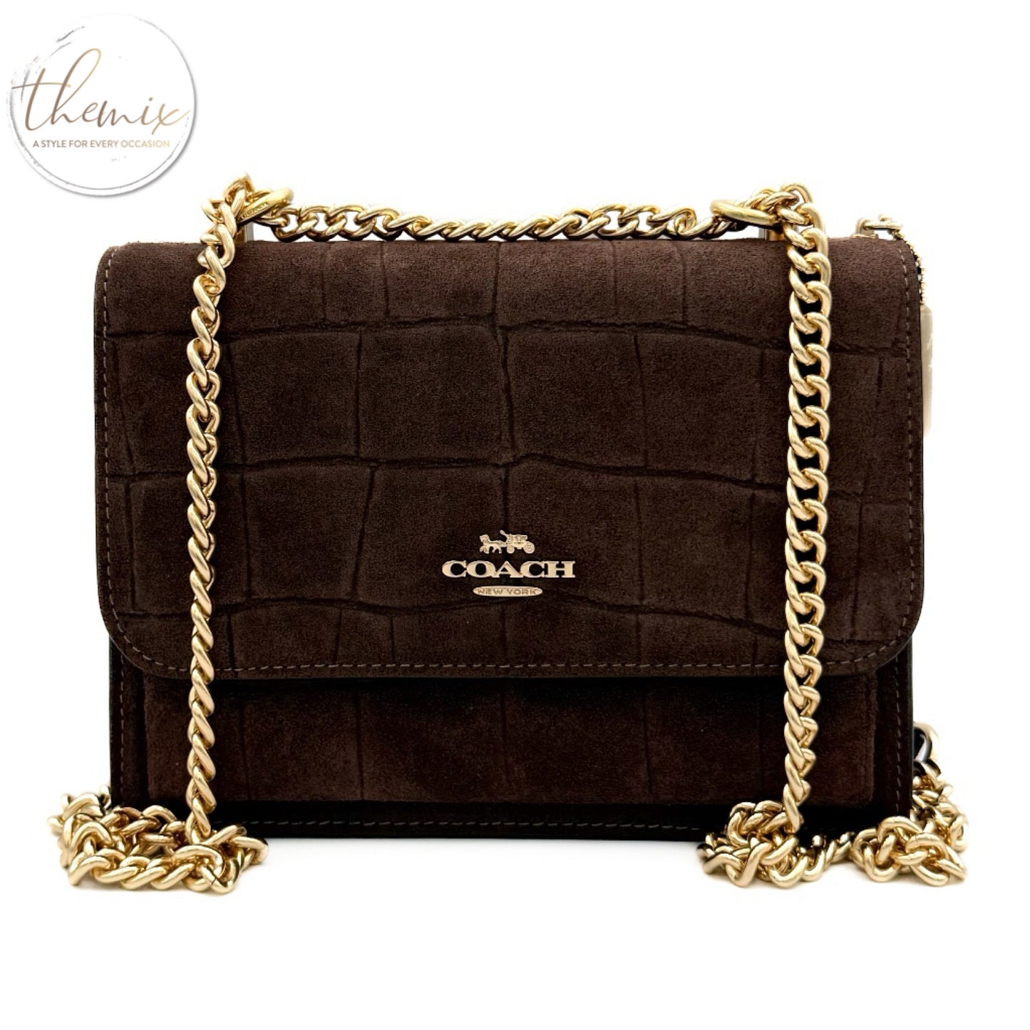 Coach Mini Klare Crossbody Croco Suede Bag