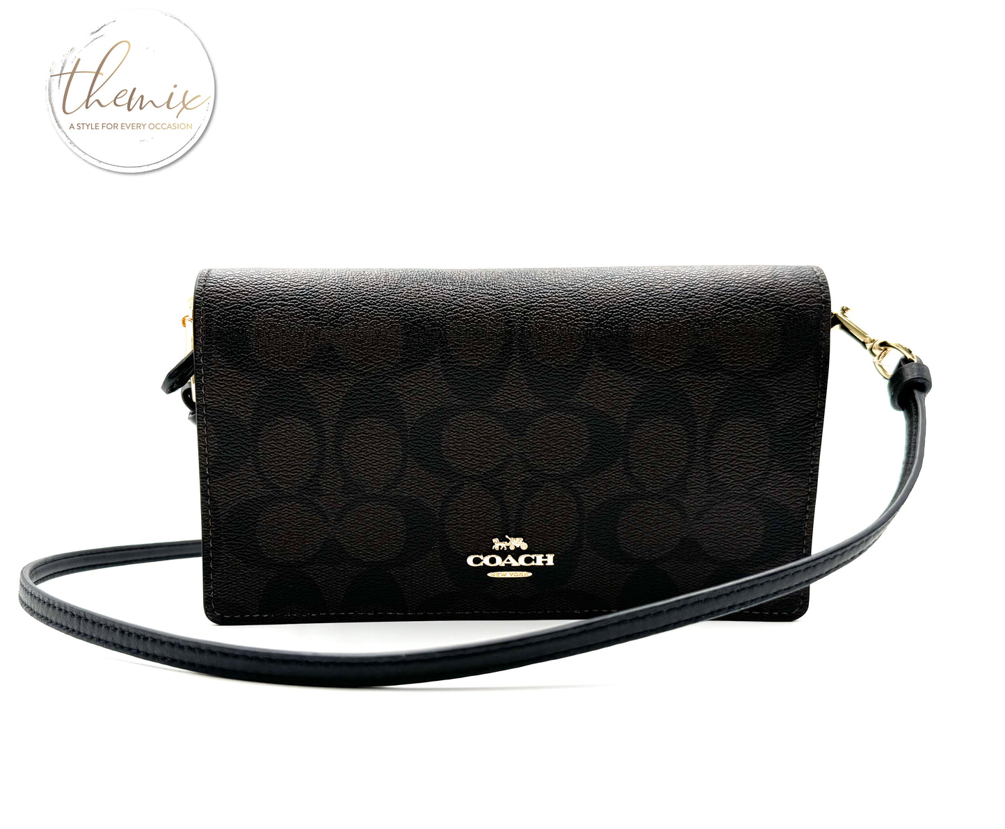 COACH Signature Foldover Clutch Crossbody