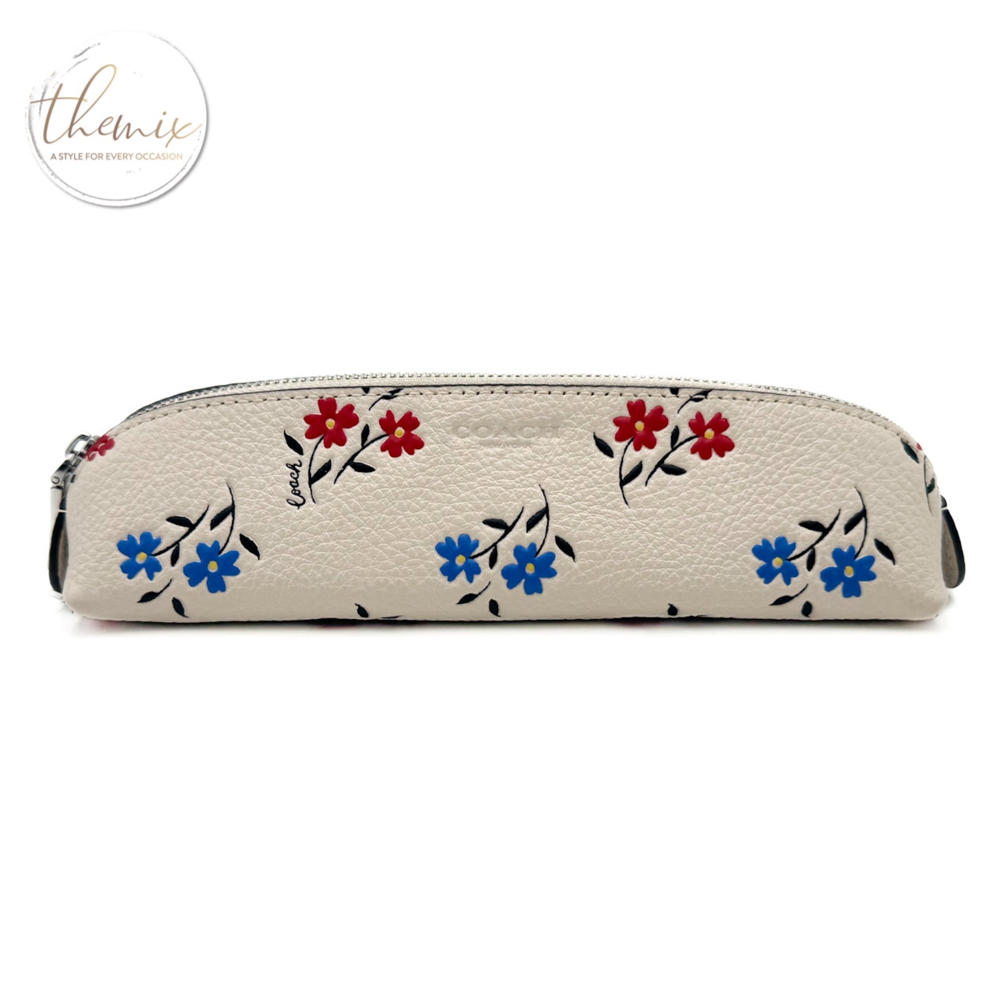 COACH Leather Pencil Case With Floral Print