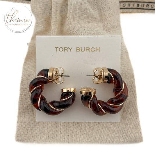 Tory Burch Textured Rope Hoop Earring