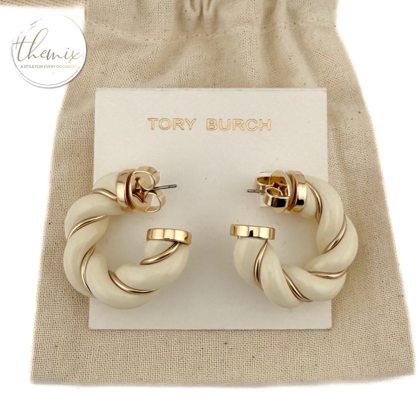 Tory Burch Textured Rope Hoop Earring