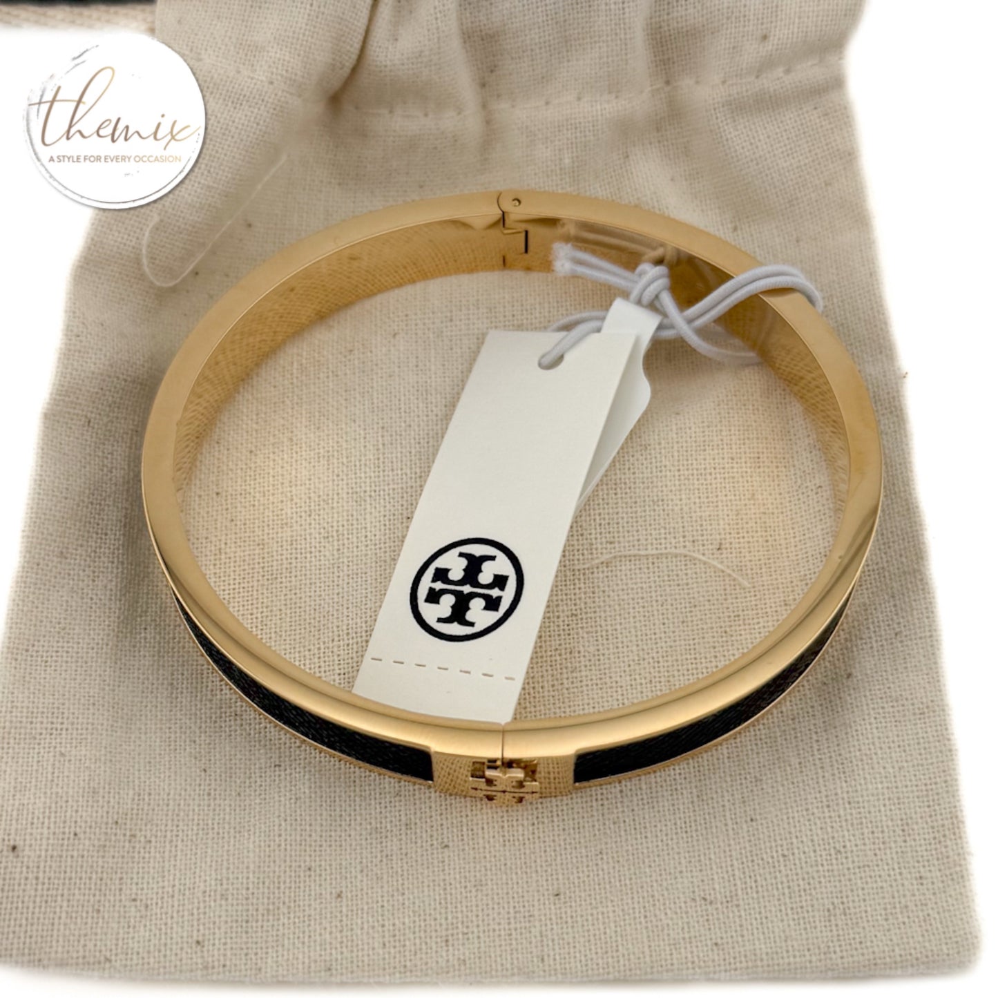 Tory Burch Slim Leather Inlay Cuff