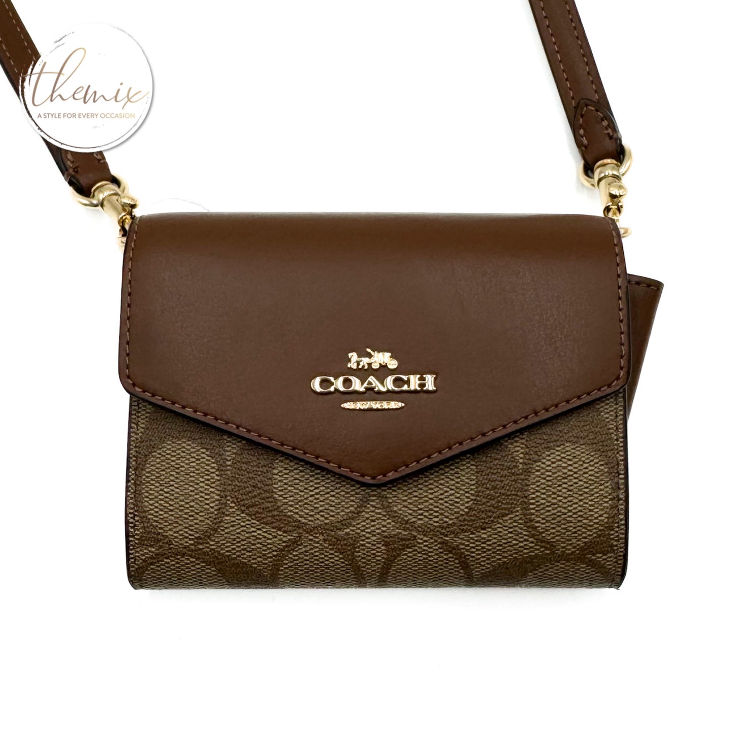 COACH Signature PVC Mini Envelope Wallet With Strap