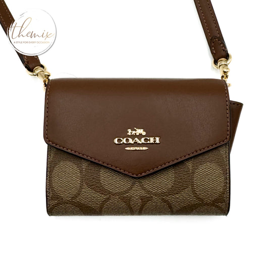 COACH Signature PVC Mini Envelope Wallet With Strap