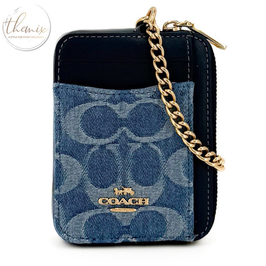 COACH Zip Card Case In Signature Denim