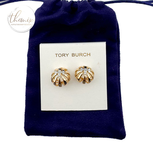 Tory Burch Britten Pleated Stud Earring