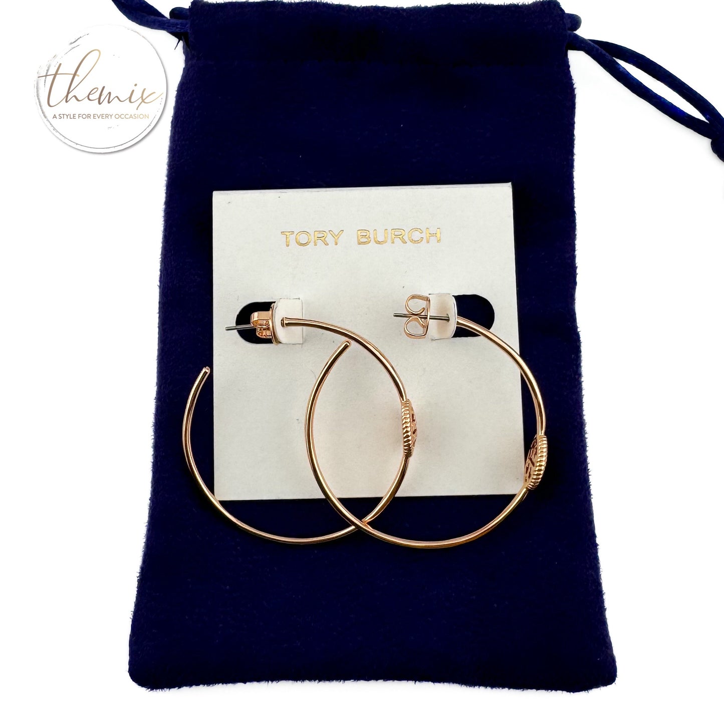 Tory Burch Rope Logo Hoop Earrings