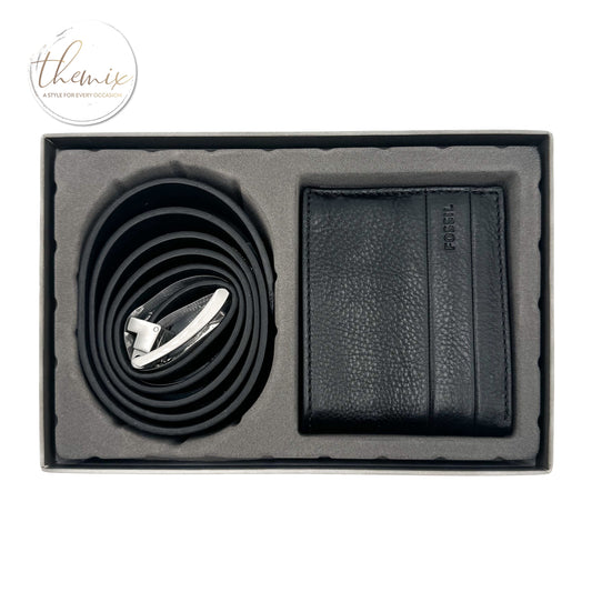 Fossil Enric Leather Wallet & Belt Set