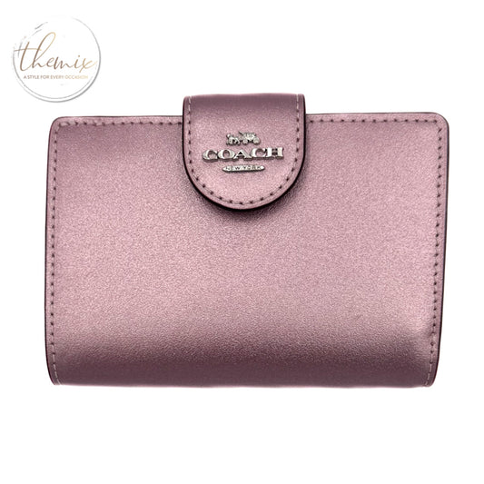 COACH Medium Corner Zip Wallet Pearlized smooth leather