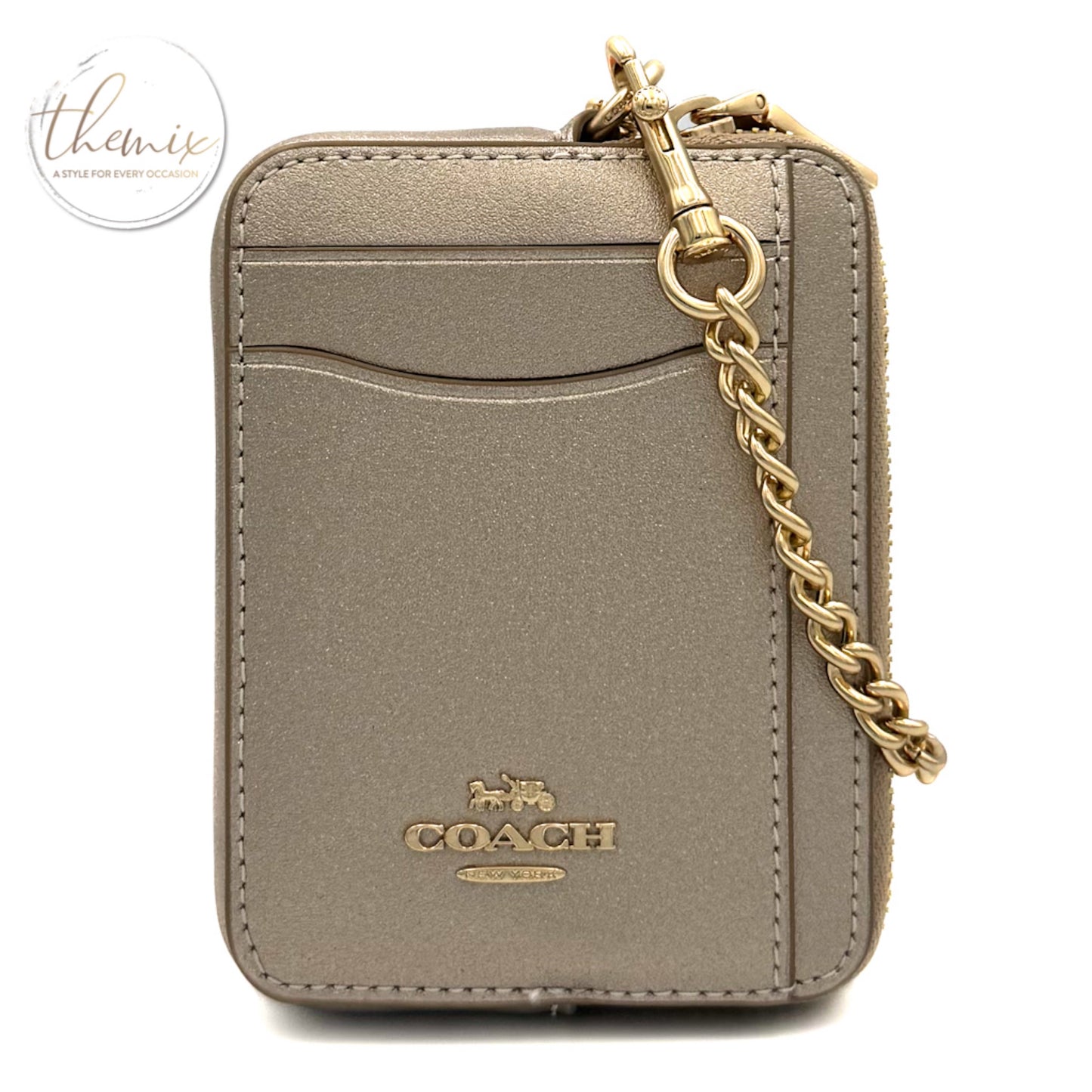 COACH Pearlized smooth leather Zip Card Case