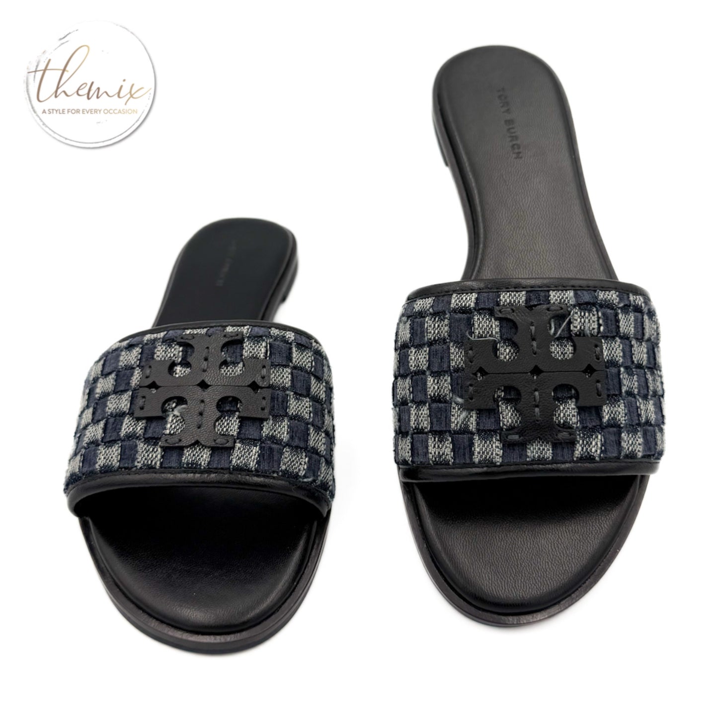 Tory Burch Everly Braid Velvet Denim Slide