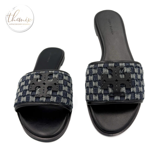 Tory Burch Everly Braid Velvet Denim Slide