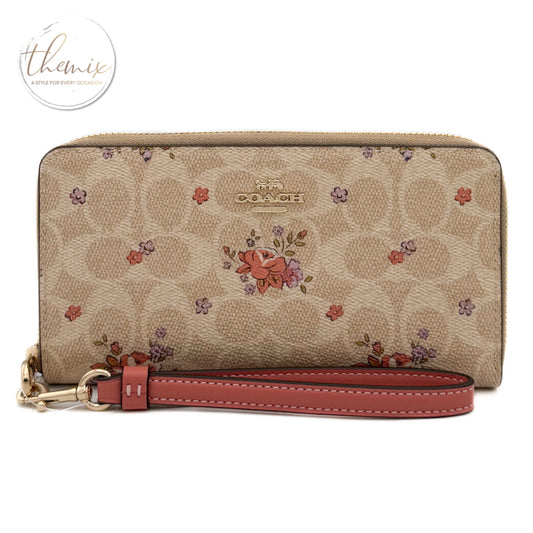 COACH Long Zip Around In Signature Canvas With Floral Print