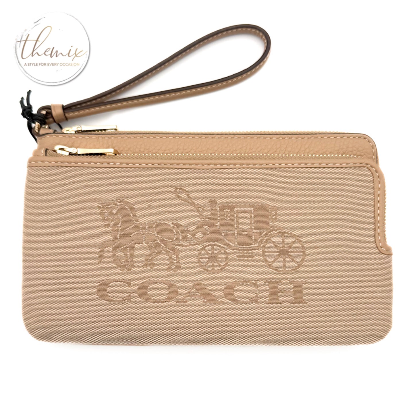 COACH Double Zip Wristlet Canvas with Horse and Carriage