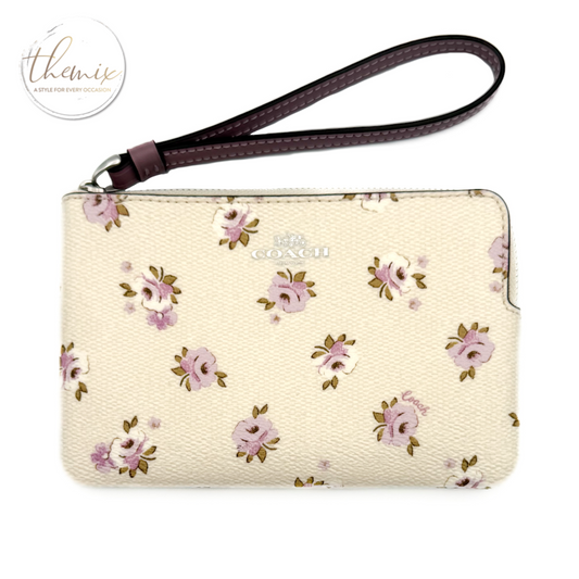 COACH Corner Zip Floral Print Wristlet