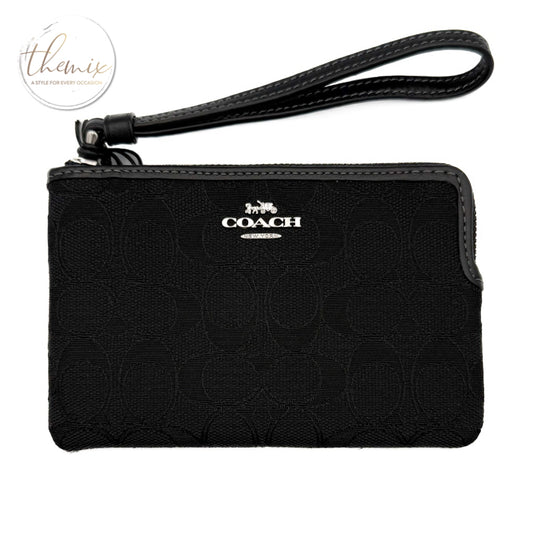 COACH Corner Zip Wristlet In Signature Jacquard