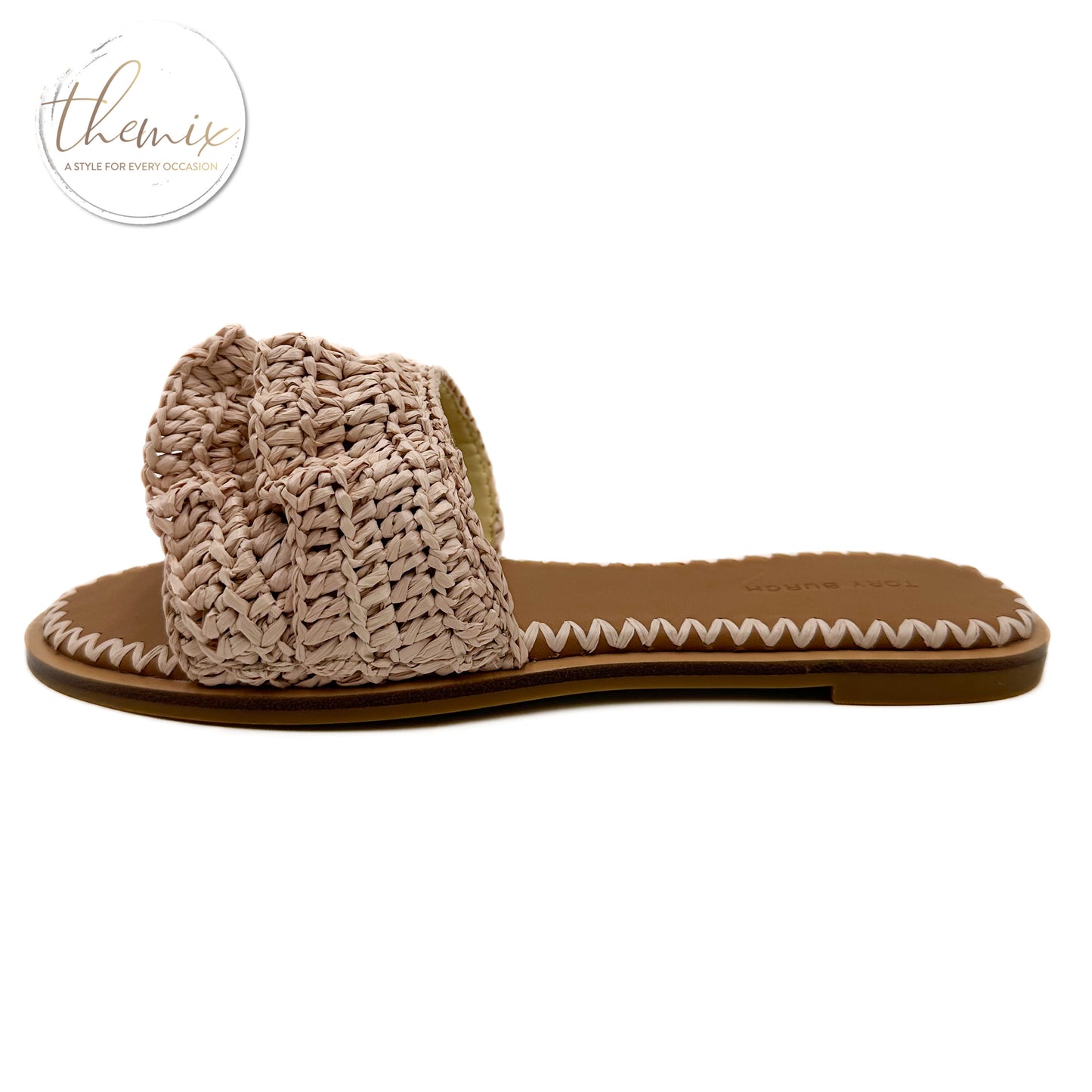 Tory Burch Ruffled Raffia Slide