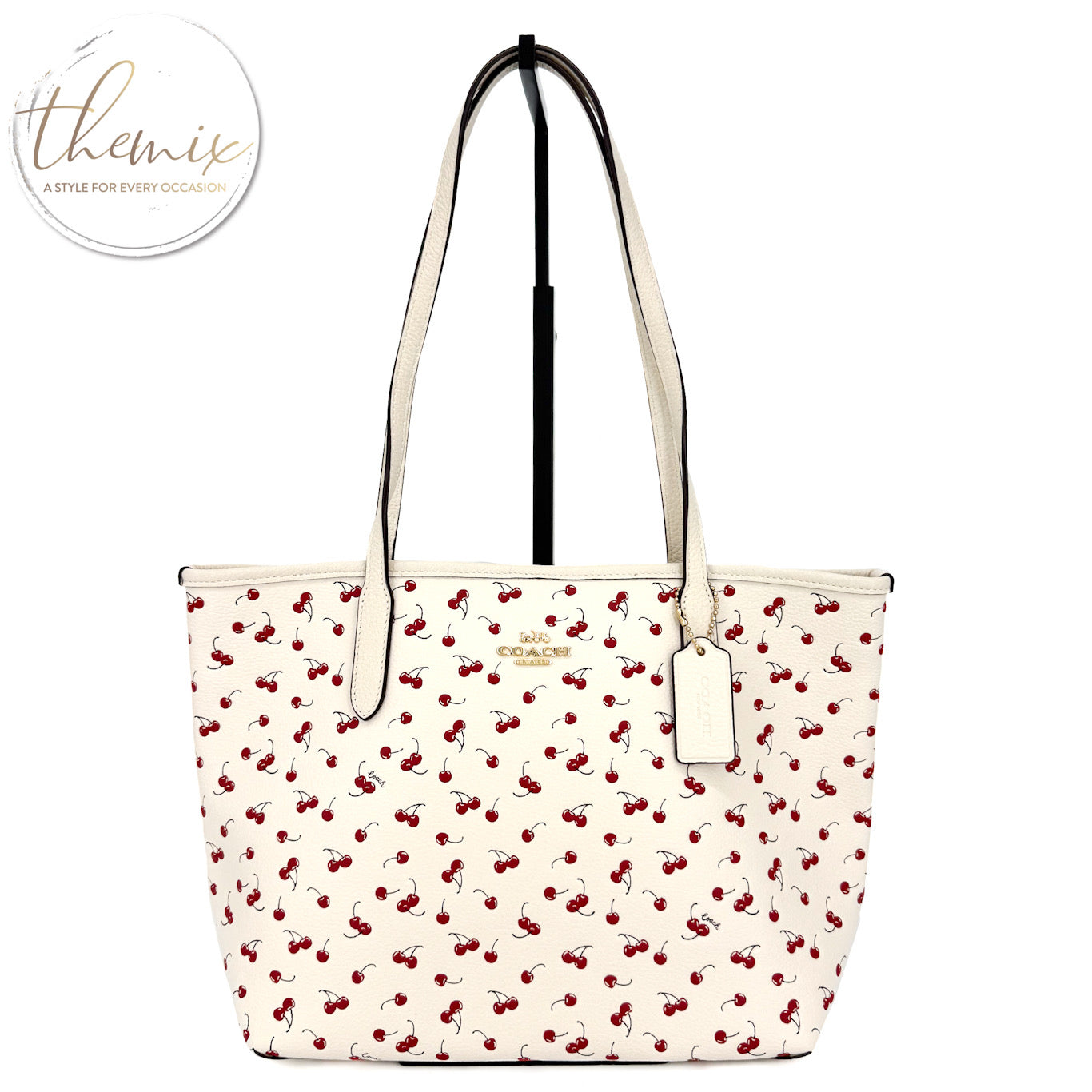 COACH Medium City Tote With Cherry Print