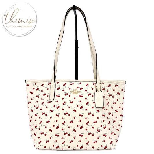 COACH Medium City Tote With Cherry Print