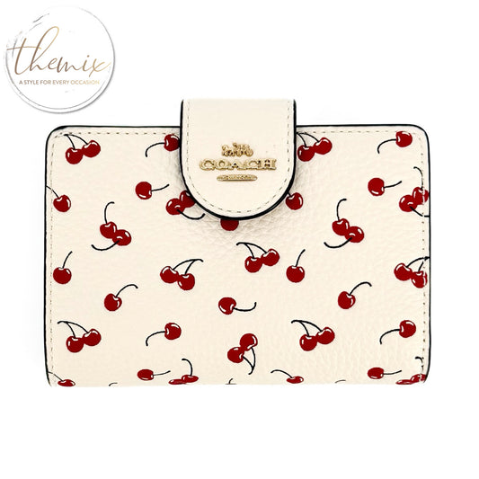 COACH Medium Corner Zip Wallet With Cherry Print