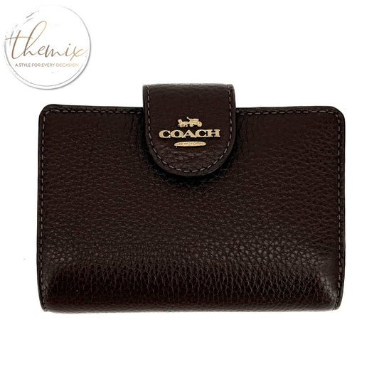 COACH Medium Corner Zip Pebbled Wallet