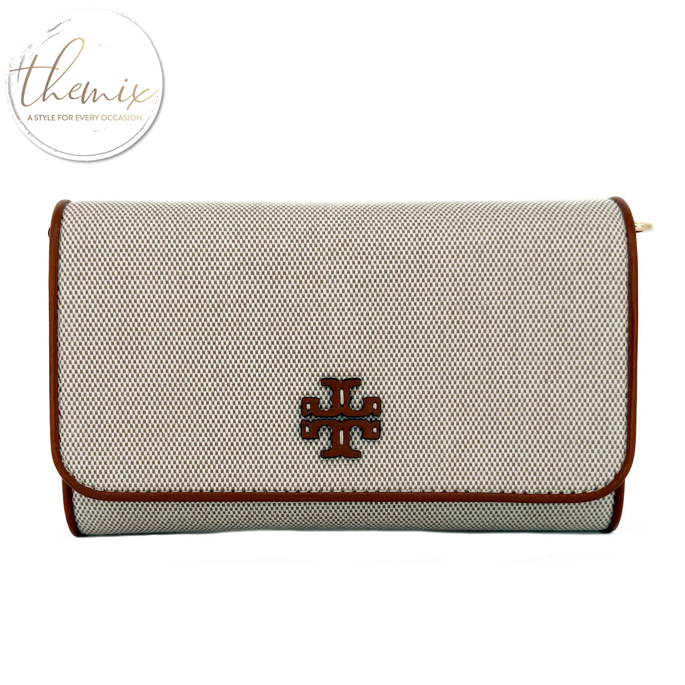 Tory Burch Thea Canvas Flat Wallet Crossbody