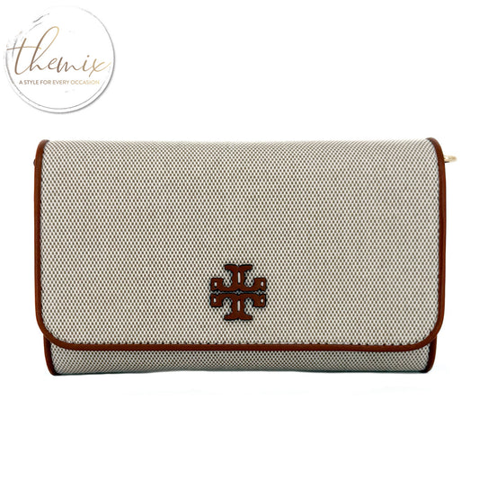 Tory Burch Thea Canvas Flat Wallet Crossbody