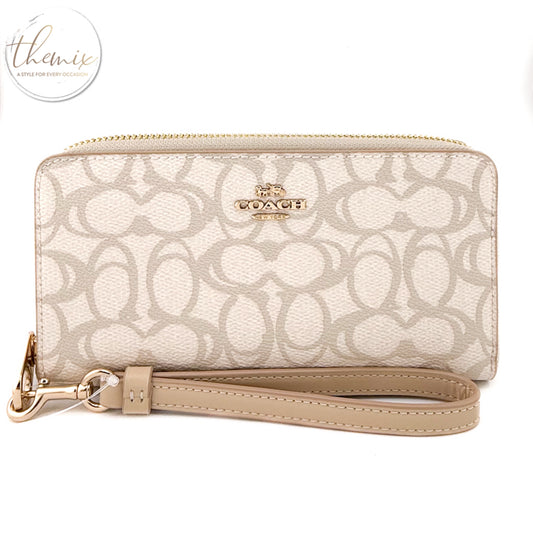Coach Long Zip Around Wallet in Sketch Signature Canvas