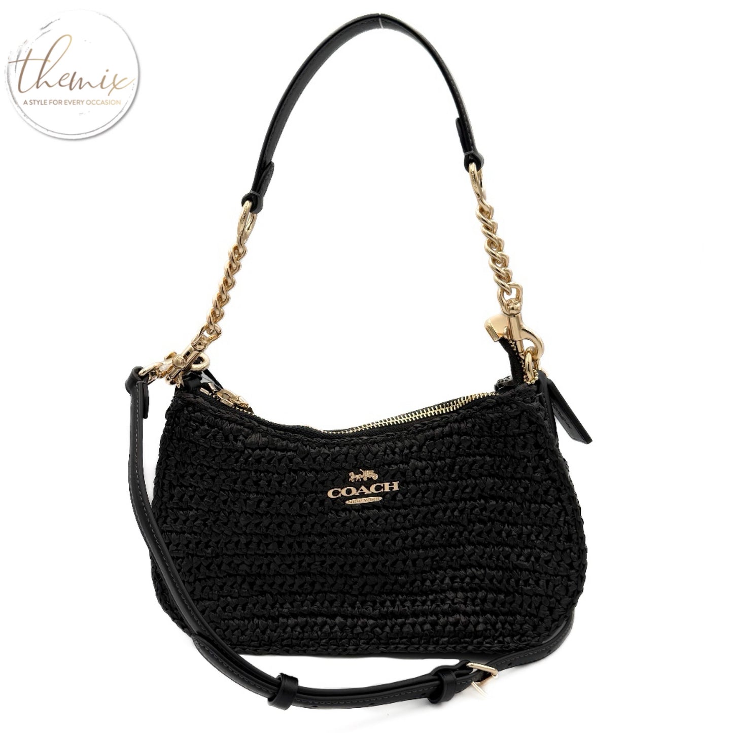 COACH Straw Teri Shoulder Bag