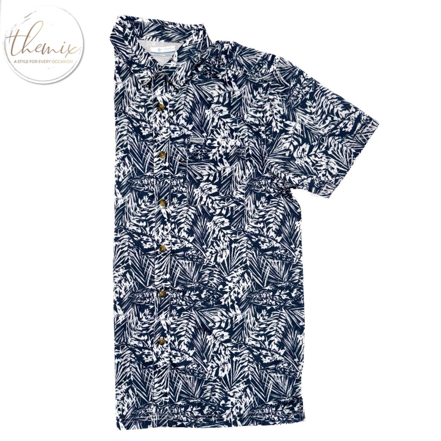 Columbia Male Super Bluefin Winds Camp SS Shirt