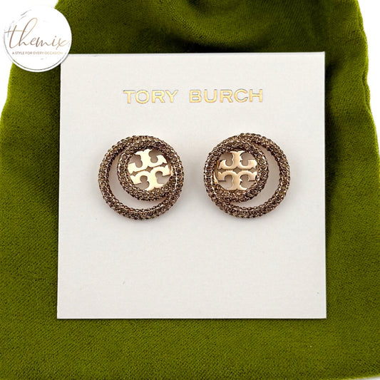 Tory Burch Miller Pave Double Ring Stud