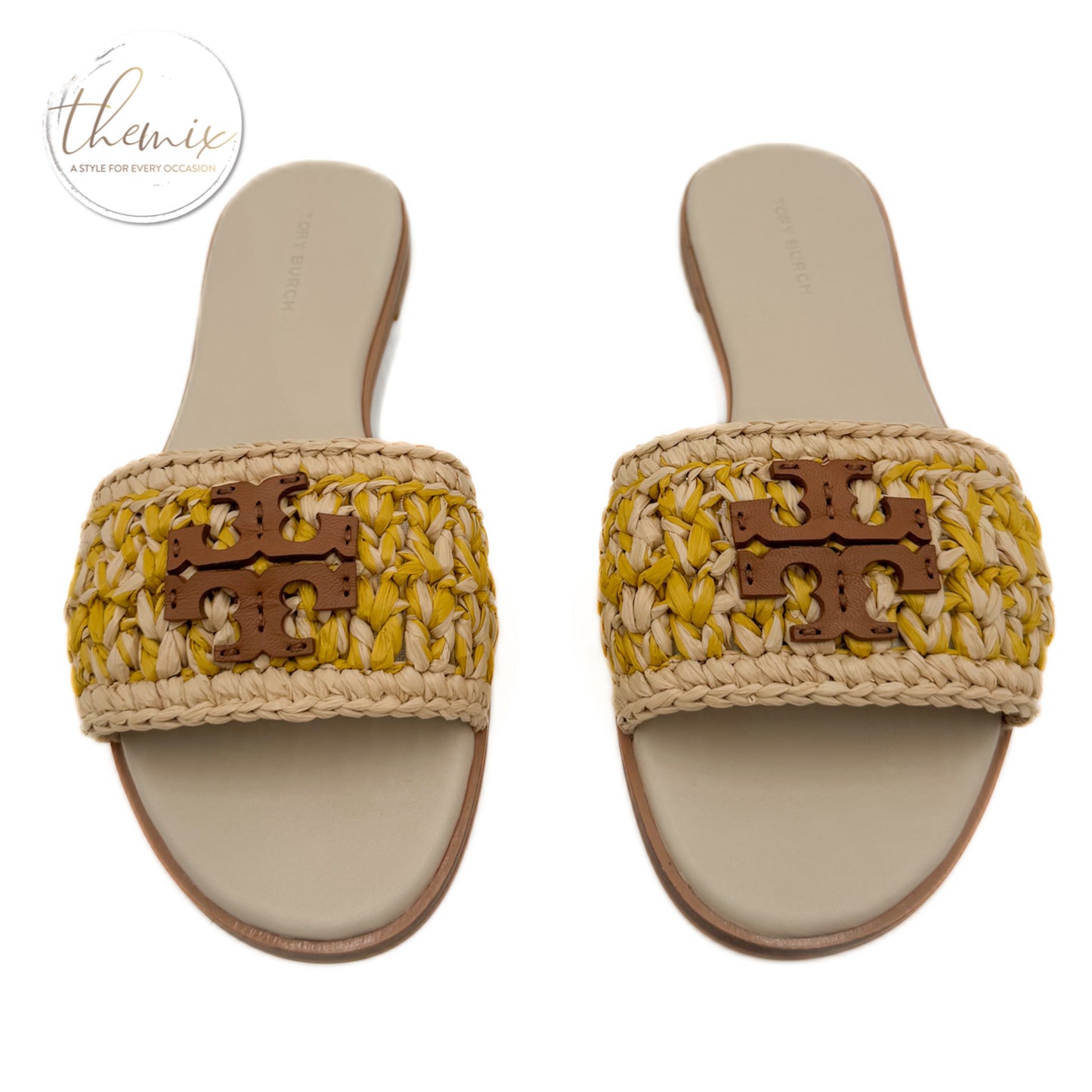 Tory Burch Everly Slide Crochet Raffia