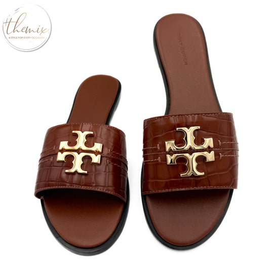 Tory Burch Embossed-Crocco Everly Slide