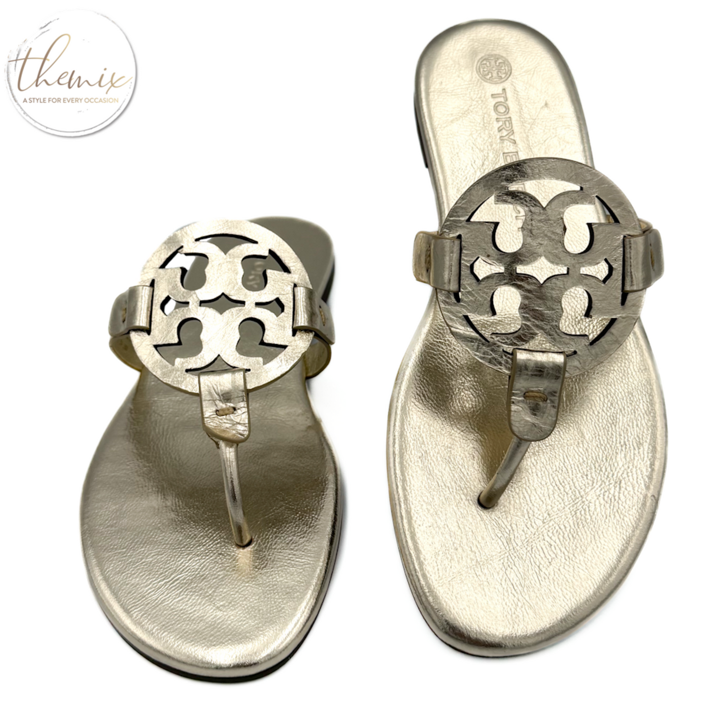 Tory Burch Metalic Wrinkled Leather Sandals